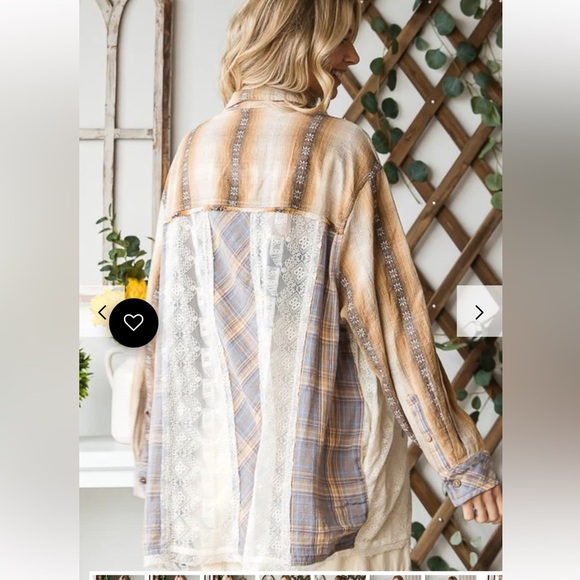 Oli & Hali Washed Plaid Multicolor Shirt with Lace details - Picture 3 of 3